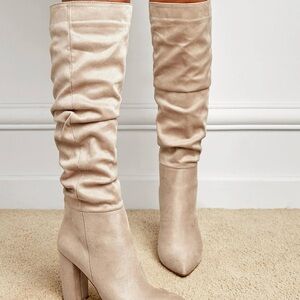 Elegant Beige Knee-High Boots Size 39